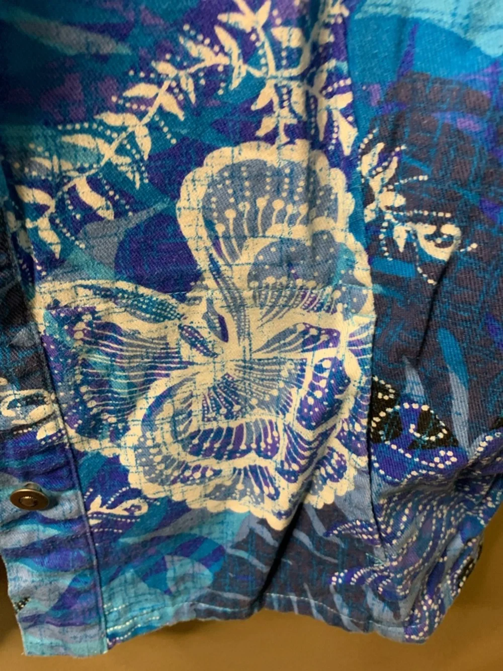 Ruby Rd. Multi-Blue Floral Patchwork Jean Jacket - Picture 3 of 4